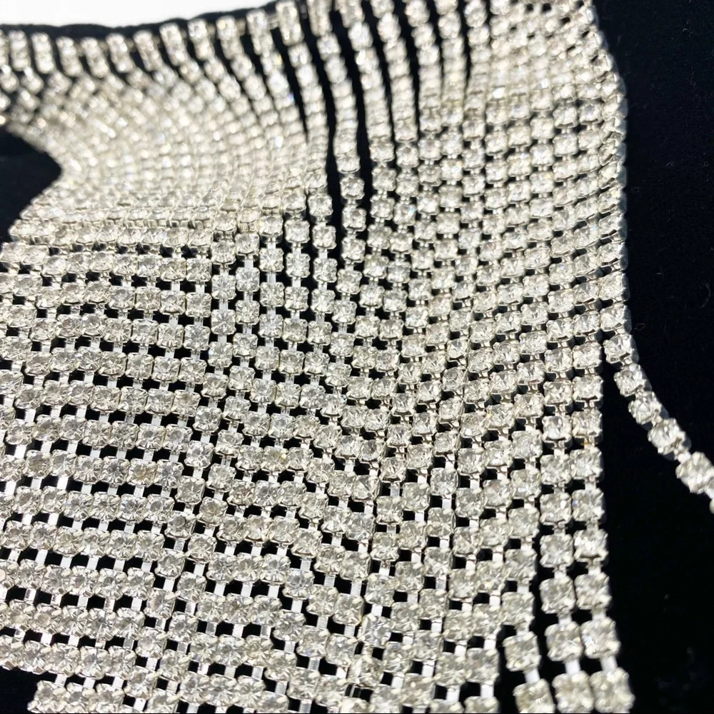SOLD LPA Audra Dress Velvet Diamond Fringe womens XL black silver gemstone - Picture 7 of 16